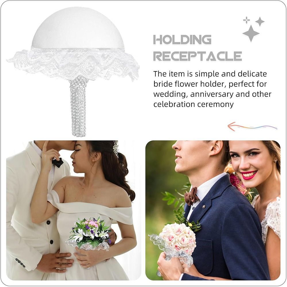 Bouquet Holder Foam - Sweet White Lace Foam Bouquet Holder