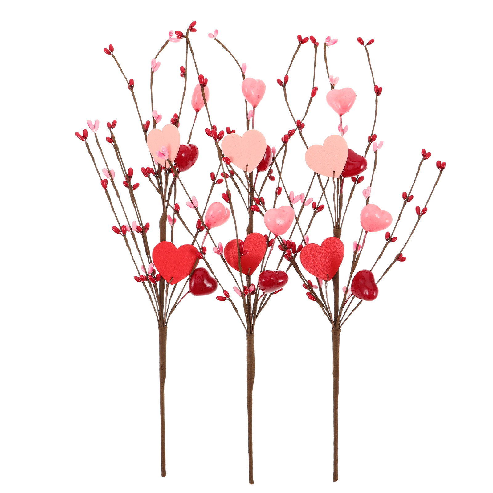 3Pcs Valentine's Day Heart Pic - Floral Picks Wood review and price